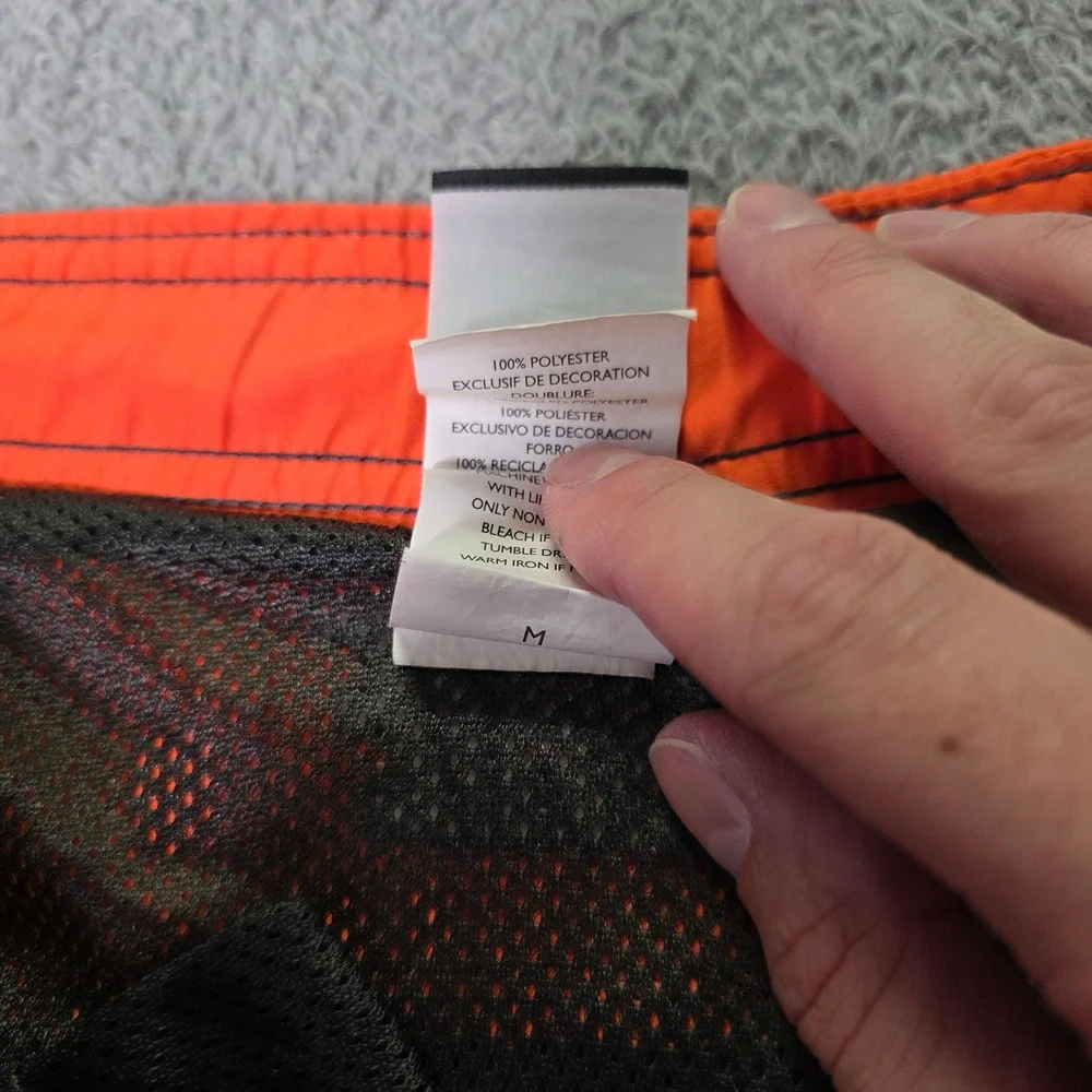 Nike Mens Medium Swim Trunks Grey Orange Colorblock Mesh Lined Board Shorts